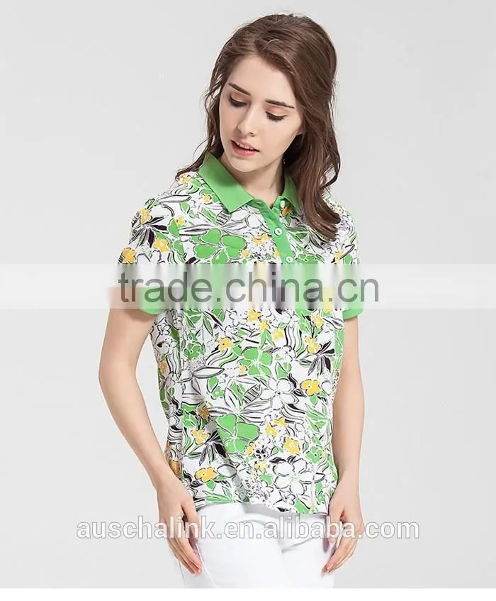 2016 new designs lady colorful polo t shirt factory price