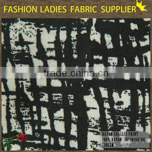 shaoxing cichengtex fashion black and white rayon fabric ,Geometric Shapes style fabric