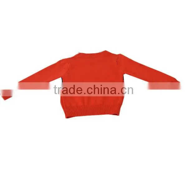 Girl's cotton ribbed jacquard pullover sweater