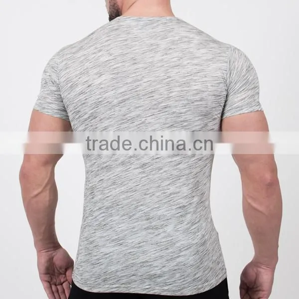 Heather gray fitness t shirt, high quality slim fit t shirt with your logo
