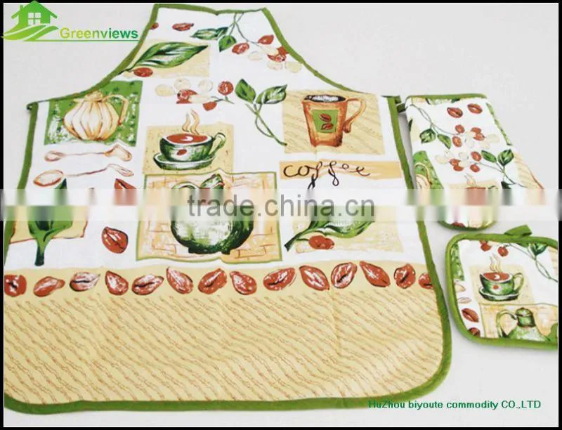 Promotion Beauty Apron Oven Mitt Sets new design kitchen funny oven mitt apron set