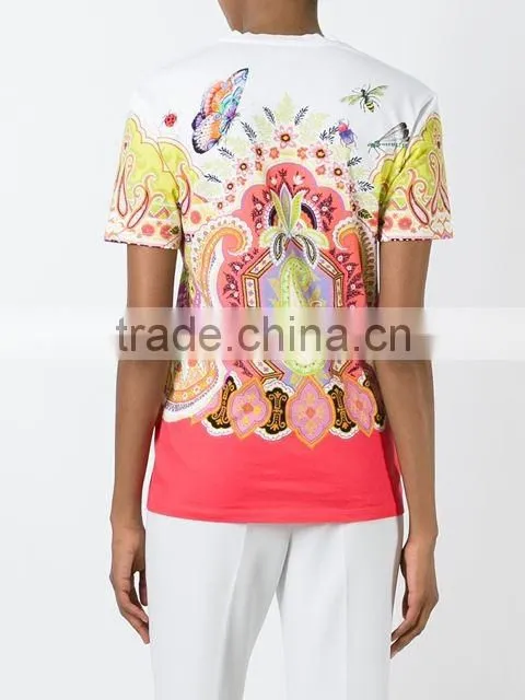 Custom Womens White 100 Cotton printed t Shirts,Top Quality Short Sleeve V Neck Printed T Shirts For Women