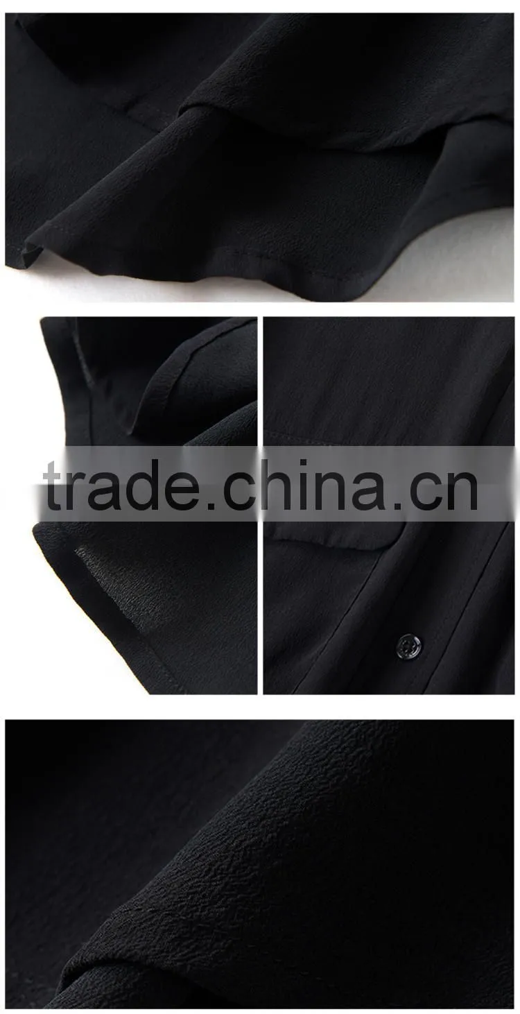 High end Womens 100% silk short sleeve plain formal Blouse