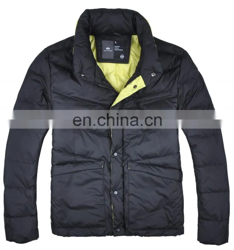 mens simple style fashion foldable down paded thick nylon jacket 2015