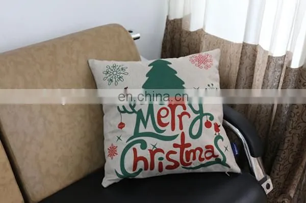 Custom christmas home decorative pillow cover fashion cute christmas new design cotton linen cushion cover