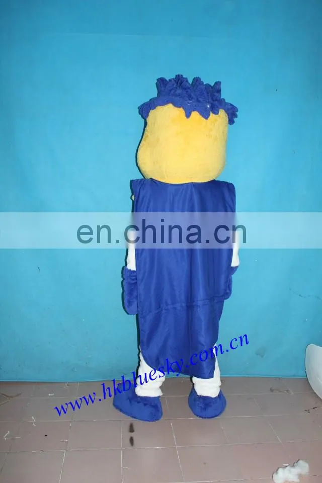 Custom Iman mascot costume with blue cape
