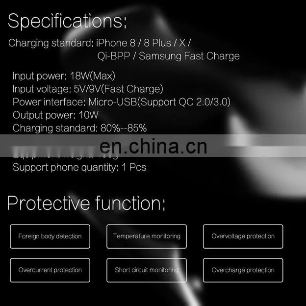 Ultrathin wireless mobile phone battery charger,quick charger for iPhone X
