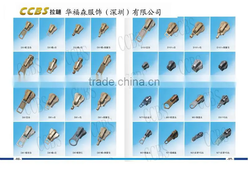 High Quality No.5 Short Pull Hole Lock Fashion metal Zipper Slider