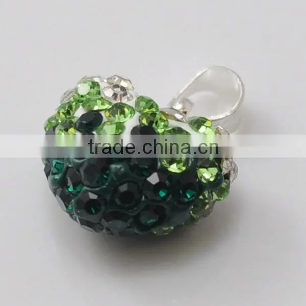 fashion jewelry gift Shamballa Pendant Wholesale Heart Shape New Arrival 15MM Pink Crystal Clay Pendant For DIY Jewelry