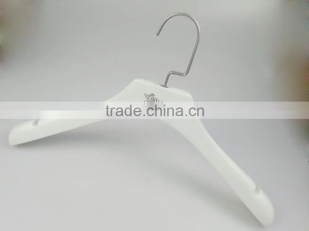 HA7069 white printed wood hanger women dress hanger for clothes store