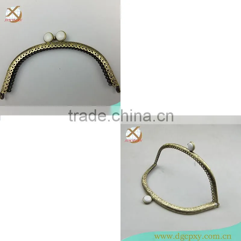 arched metal frame for purse bags with white gems