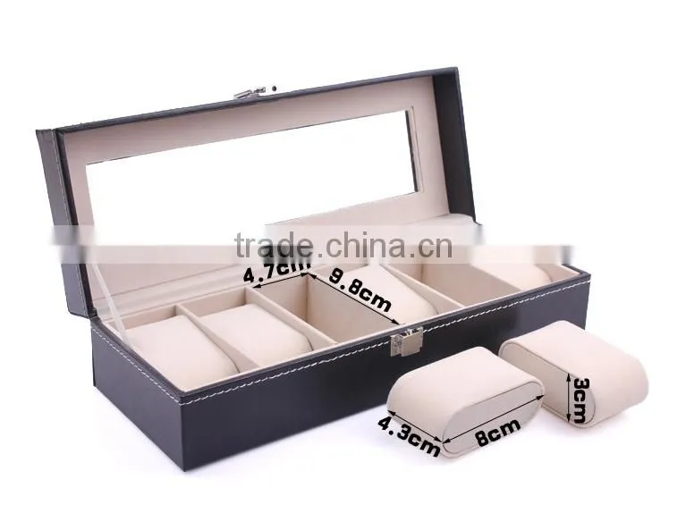 W806-20 20 Grid Slot Black PU Leather Big Watch Packaging Box with Drawer