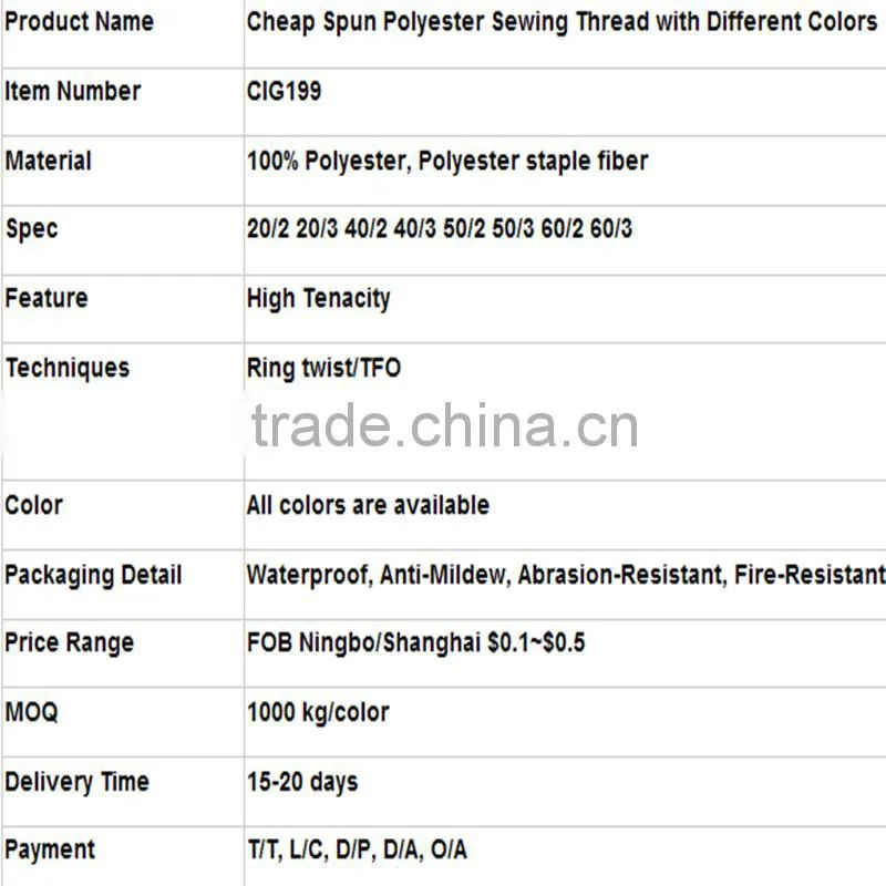 polyester sewing thread / bag closing thread / cheap polyester