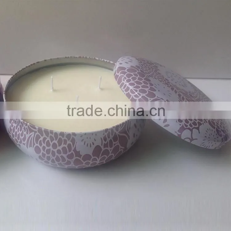 Fashion massage candle in tin box with metal lid