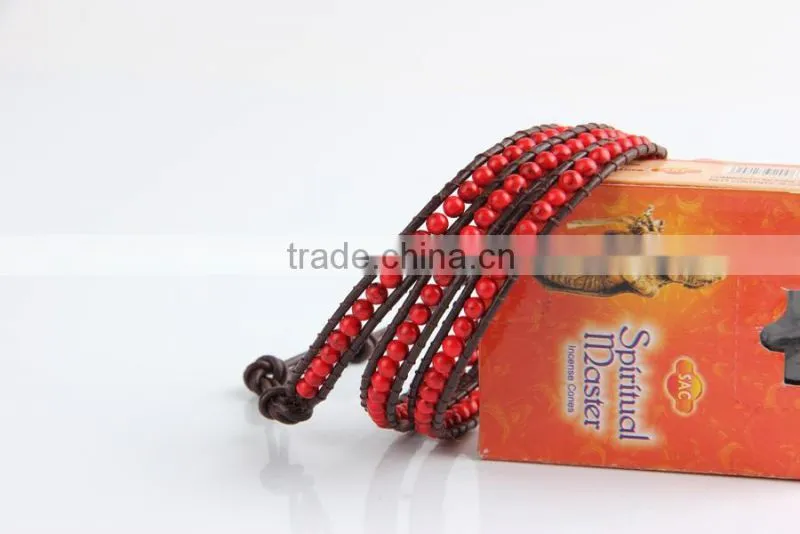 2016 New Super Quality Classical Red Natural Stones Beads 4 Wrap Leather Bracelets Trendy Lapis Lazuli Bracelets