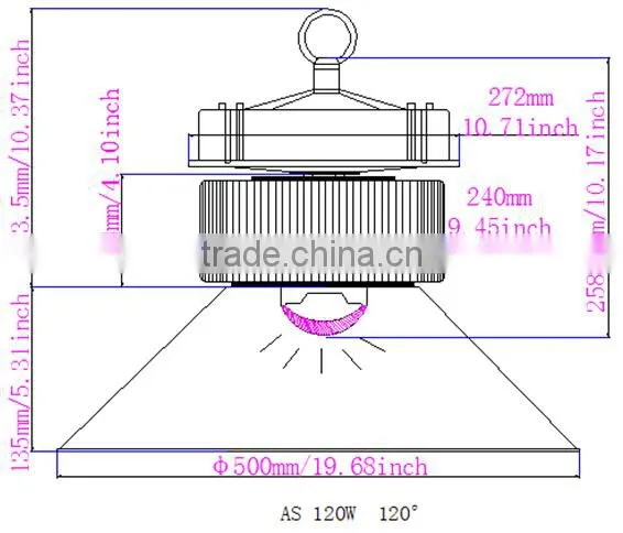 High Lumen Aluminum Body IP54 Waterproof High Power 100W 120W 150W LED High Bay Industrial Light
