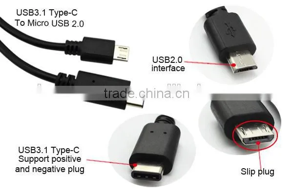 New product usb type c data charging cable 3.1 to micro