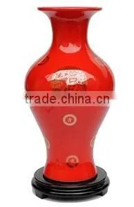 Antique decorative ceramic red vase