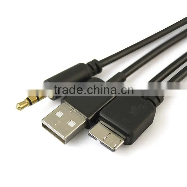 Car Stereo 3.5mm AUX Audio Micro USB Power Charging Cable For Samsung Galaxy Note 3 S5