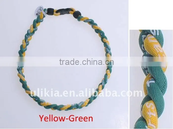 Germanium Titanium Baseball Sport Necklaces tri-braided 22''