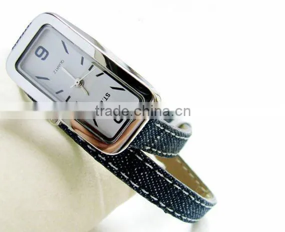 Alloy case with jean band wrap watch