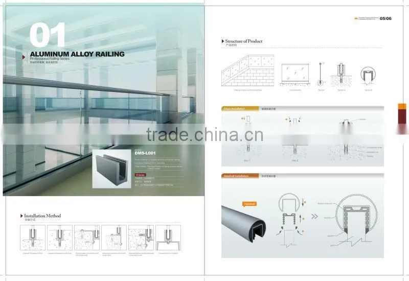 handrail plexiglass / tempered glass panel railing for outdoor