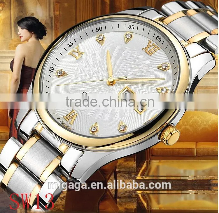 Factory wholesale unisex watch, best gift couple watches, stainless steel watch for lover gift