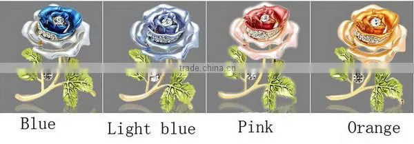 2015 hottest Purple Red Charmpagne Rose Flower Pin Brooch