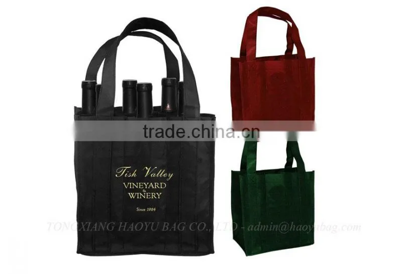Eco-friendly non woven wine bottle bag for 6 bottle made in China