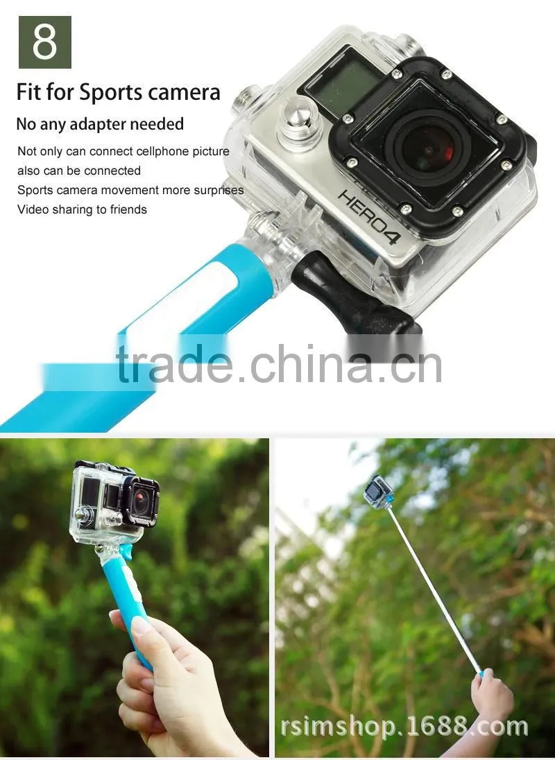 2015 hot selling mini monopod , small size Selfie Stick With Bluetooth as gift