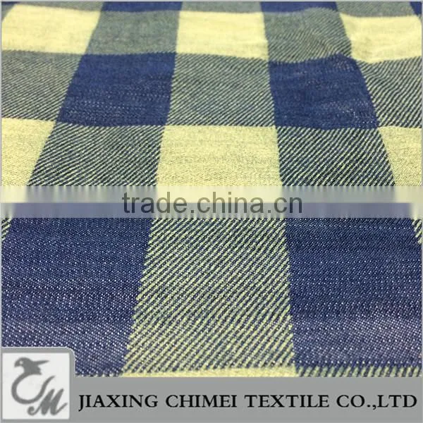 jiaxing tencel denim of grid printed design for denim shirt