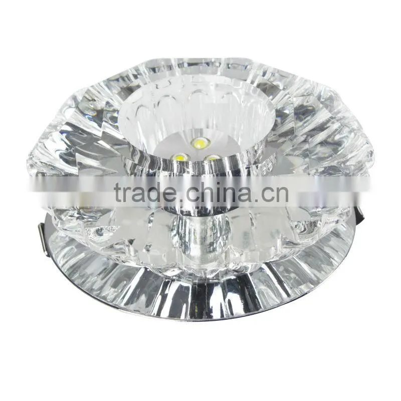 3W AC85-265V LED spot light 210LM Crystal shade +Stainless steel chassis for corridor washroom