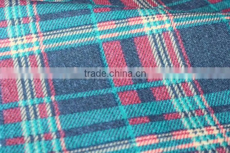 Plaid double side brushed blanket fabric polyester visocse printed fabric