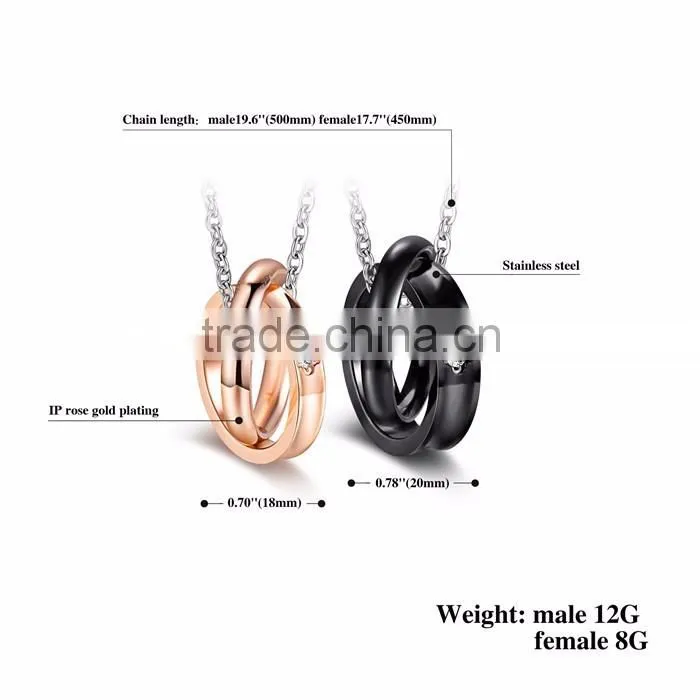 rose gold IP Plating stainless steel 316L pendant with ring