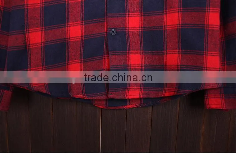 OEM 2015 new product from china factory,high quality women fashion plaid shirt