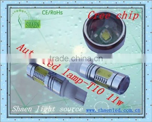 TOP Sales- T10 11W high power -newest auto led bulbs 5W cree chip+6W side led chips-hottest led car lighting t10 11w