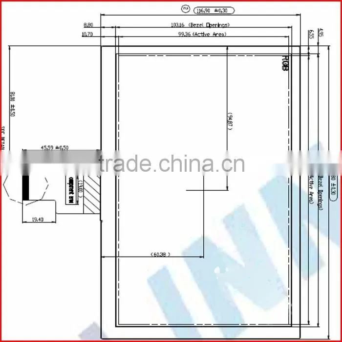 8inch 500nits 1024*600 lvds interface high brightness capacitive touch screen lcd with CTP