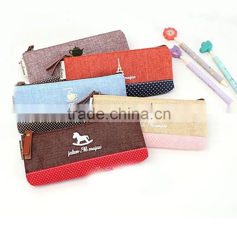 HOT Canvas Pen Pencil Bag Zipper Coin Case Pouch Mini Cosmetic Makeup bags
