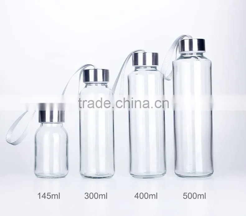 Private label Eco-friendly unbreakable glass water bottle with silicone sleeve