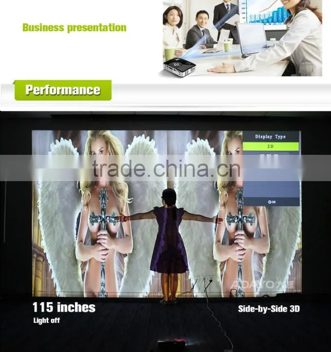 500Lm pico dlp 3D projector with HDMI in, VGA, AV in, USB (SMP7047A)