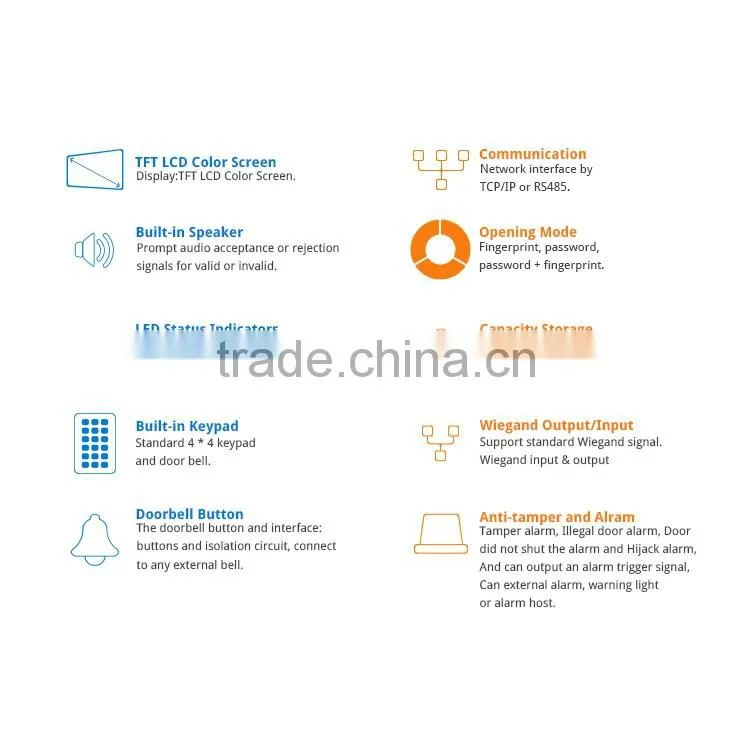 Easy to Use Metal Time Attendance Touch Screen for Biometric Fingerprint Access Control System
