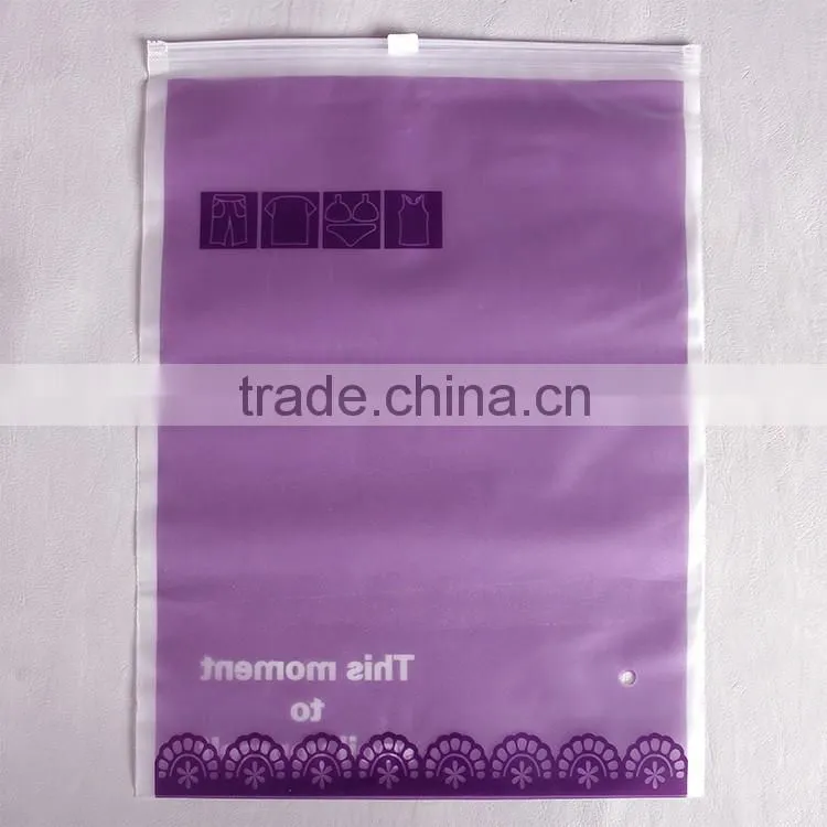 purple plastic bag with zip-lock for women underwear set