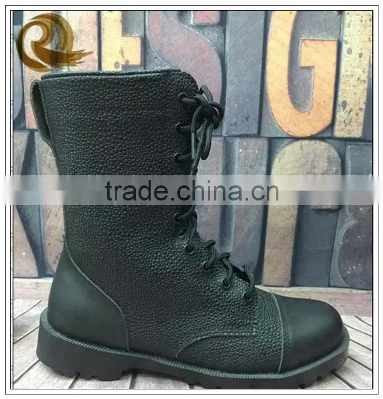 Hot sale black leather army military combat tactical boots for man
