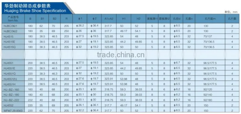 high quality truck brake shoe assembly