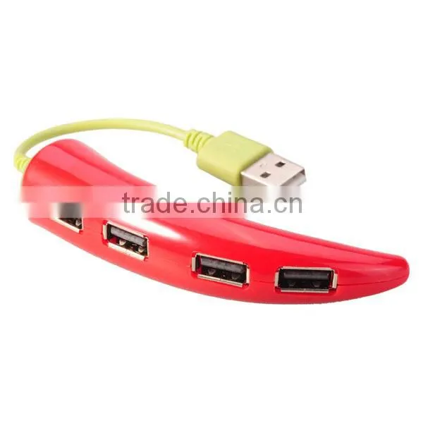 Eggplant Pepper Corn USB 2.0 HUB 4 Port High Speed Splitter Adapter Cable For PC