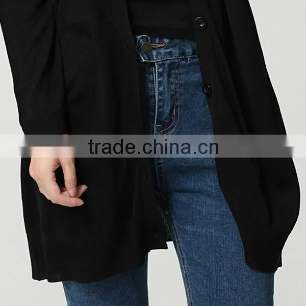 wool sweater design for girl black printed long fashion style