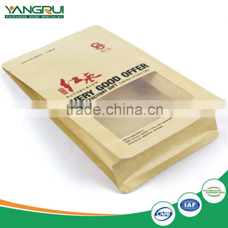 kraft paper stand up pouches square bottom bag with window