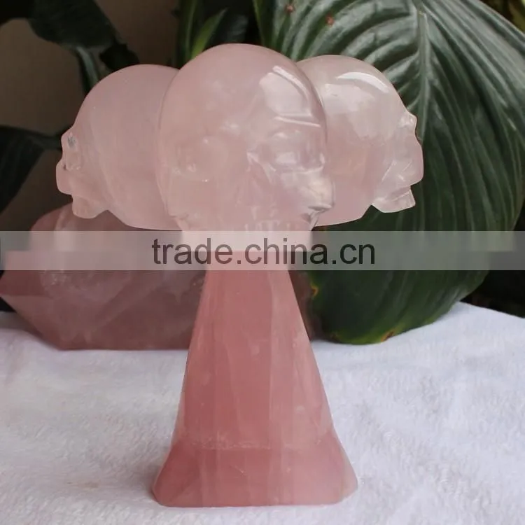 Natural rose crystal skull pink quartz crystal skulls for sale