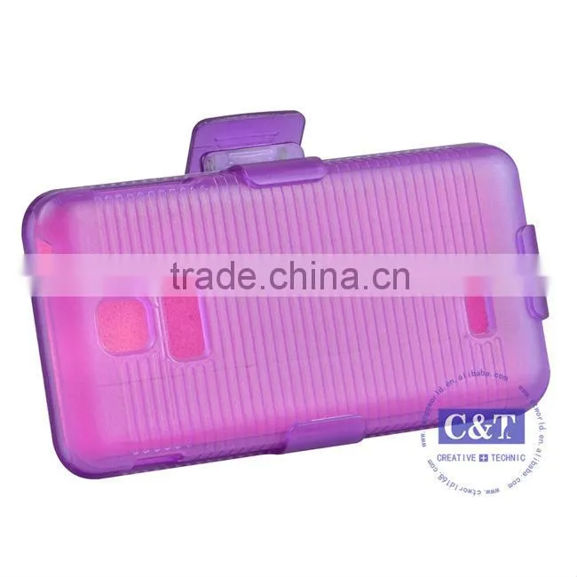 C&T Purple Hard Soft Gel Dual Layer Holster Cover Case for LG Escape P870
