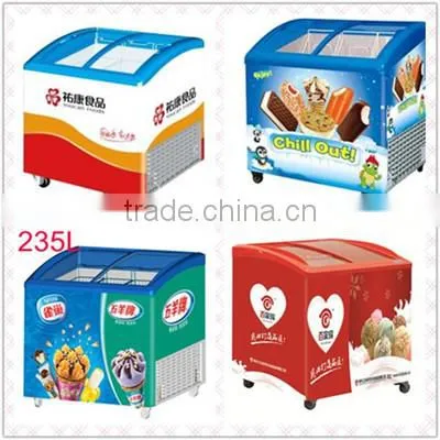 Ice cream freezer, top sliding glass door chest freezer display freezer